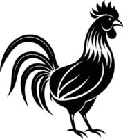 A crowing rooster silhouette with flowing lines vector