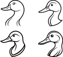 Four modern, abstract duck head silhouette for a sleek logo vector