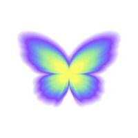 Brightly glowing neon butterfly. Blue butterfly in y2k style, nostalgia for the 2000s. icon with blur effect vector