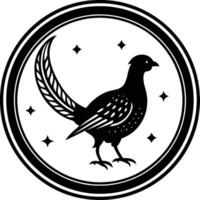 A circular emblem featuring a pheasant silhouette vector