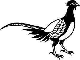 A pheasant standing on a branch in a minimalistic line-art style vector