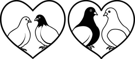 Pigeon head in an elegant, curved-line style vector