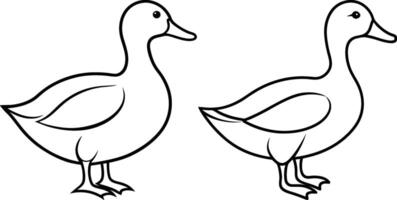 Tow Minimalist duck silhouette with smooth, elegant lines in the Field vector
