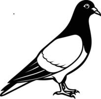 A perched pigeon silhouette with minimal detailing vector