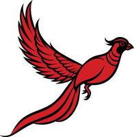 Flying pheasant with artistic, flowing line work vector
