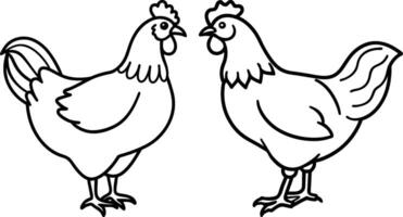 Bold, single-line chicken silhouette in a standing vector