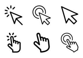 Collection of Simple Line Art Mouse Click Icons vector
