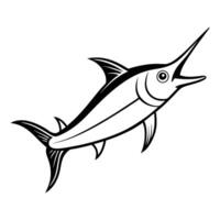Bold Black and White Illustration of a Flying Fish vector
