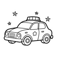 Cute Black and White Police Car Coloring Page vector