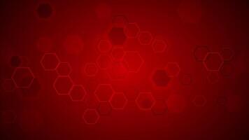 Abstract dark red tech geometric hexagons video