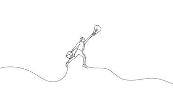 Hand-Drawn One-Line Animation of a Man with a Light Bulb, Minimalist Line Art, Continuous Outline Drawing, Symbolizing Business Innovation and Creative Thinking video
