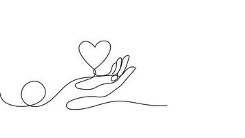 Hand-Drawn One-Line Animation of a Hand Holding the Symbol of Love, Expressing Affection and Care, Minimalist Line Art, Continuous Outline Drawing, Concept of Compassion, Connection, and Emotions video