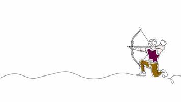 Hand-Drawn One-Line Animation of a Person Focusing on an Archery Target, Minimalist Line Art, Continuous Outline Drawing, Concept of Precision Concentration video