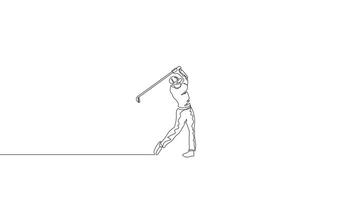 Hand Drawn One Line Animation of a Golf Player in Action, Swinging the Golf Club with Focus and Precision, Minimalist Line Art, Continuous Outline Drawing, Concept of Sportsmanship and Performance video