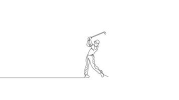 Hand Drawn One Line Animation of a Golf Player in Action Taking a Powerful Swing, Minimalist Line Art, Continuous Outline Drawing, Concept of Sportsmanship, Focus, and Competitive Spirit video