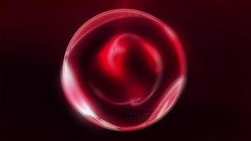 A virtual neon-red ball glows in space, plays with its edges, shimmering with waves of energy. video