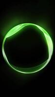 The green neon sphere glows in space, playing with its edges, shimmering with waves of energy. video