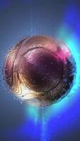 A fantastic virtual sphere of metallic hue is enveloped in threads of energy waves. video