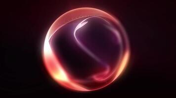 A virtual neon ball glows in space, plays with its edges, shimmering with waves of energy. video