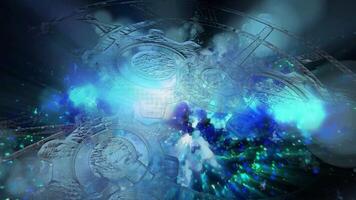 An abstraction symbolizing infinity. The dial is set against a fast-moving blue galaxy. video