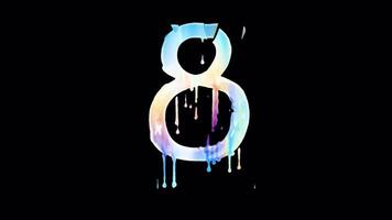 Colorful dripping 10-second countdown on a transparent alpha channel. video