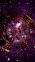 un abstraction dans audacieux violet tons symbolisant infini. une transparent regarder contre le toile de fond de une rapide brillant galaxie. video