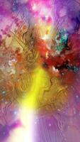 Abstraction symbolizing infinity. Transparent watch, dial, against the background of a fast moving bright galaxy. video