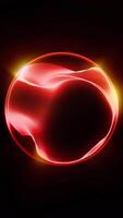 The virtual red ball glows in space, plays with its edges, shimmering with waves of energy. video