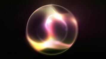 A virtual sphere with an energetic mother-of-pearl structure rotates in space. video