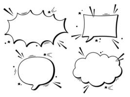 Black and white empty Speech bubbles pack with 4 clouds. vector