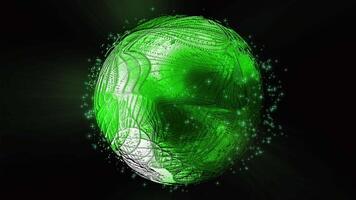 A fantastic sphere with a metallic hue is enveloped in threads of energy waves. video
