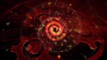 An abstraction symbolizing infinity, the red dial is set against the backdrop of a fast-moving galaxy. video