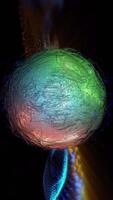 The illusory golden sphere is enveloped in threads of energy waves. video