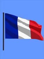 illustration of the French flag flying on a pole vector
