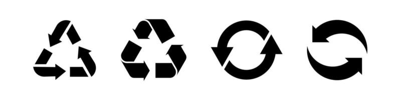 Recycling and Circular Arrow Icons in Black Set vector