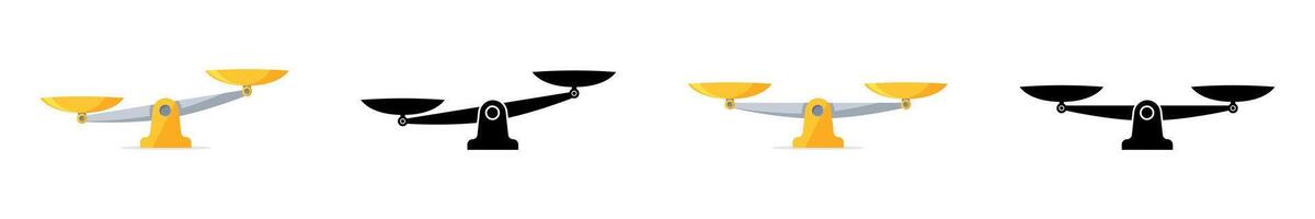 Balance Scale Icon Variations in Yellow and Black Set vector