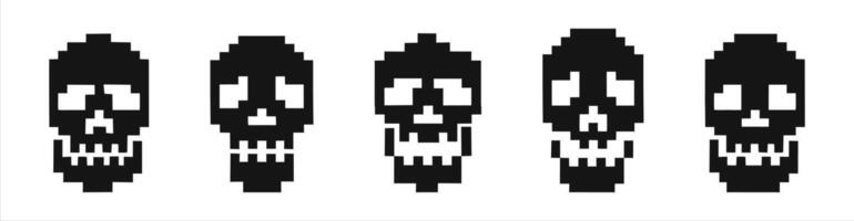 Pixelated Skull Icons.Skull Icon Set vector