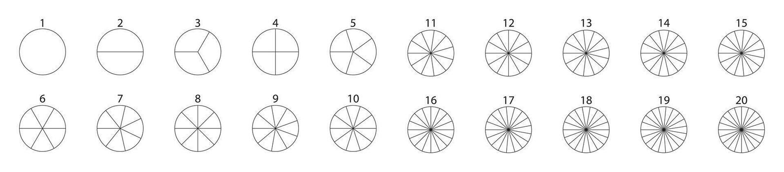 Fraction Circle Segmentation Chart Set vector