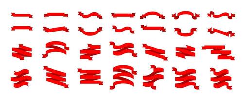 Red Ribbon Banners Collection for Design vector