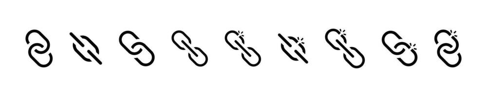 Connected and Broken Chain Link Icons Set vector