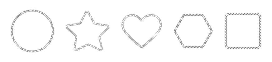 Rope Frames in Various Shapes Set vector