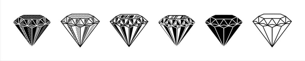 Geometric Diamond Illustrations in Black and White vector