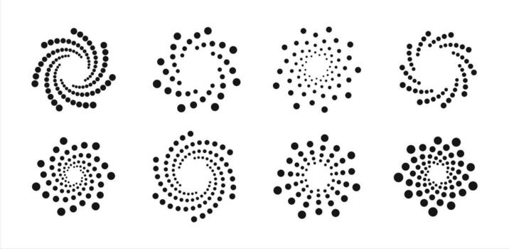 Abstract Spiral Dot Patterns Set vector
