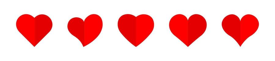 Red Heart Shapes Collection for Love Themes Set vector