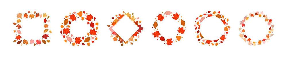 Autumn Leaf Frames Collection vector