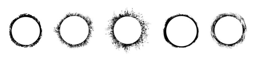 Grunge Circular Frames with Distressed Textures Set vector