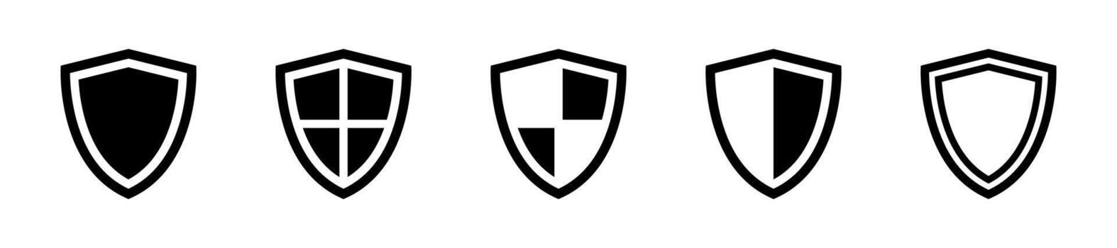 Shield Icons with Simple Designs Set vector