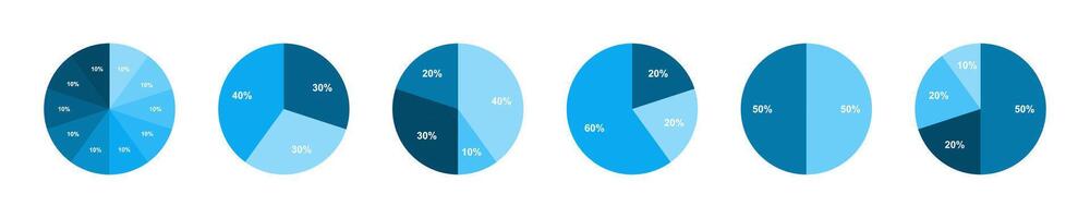 Blue Pie Chart Infographics Set vector