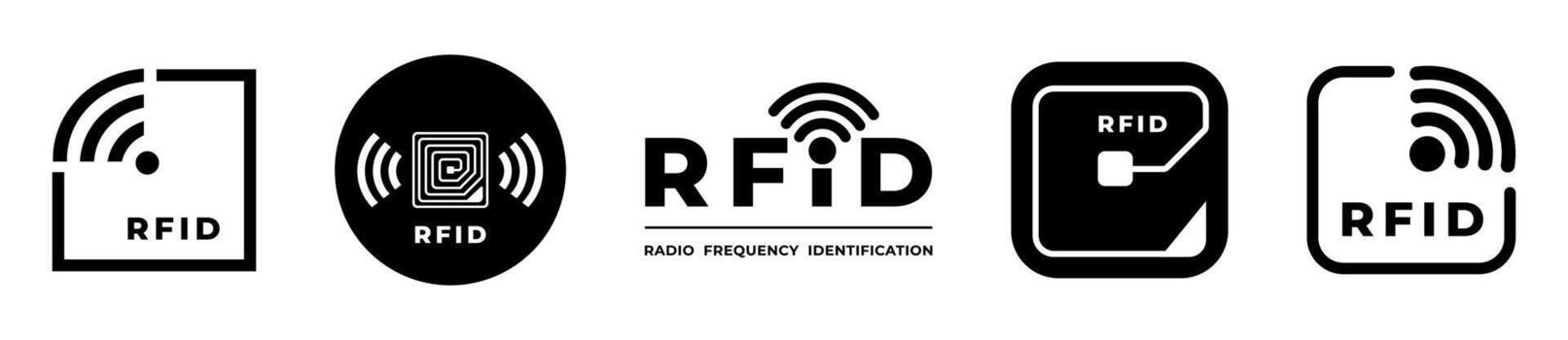 RFID Icon Set for Identification and Technology Icons vector