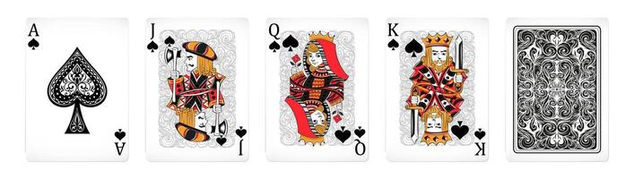Elegant Spade Playing Cards with Back Design Set vector